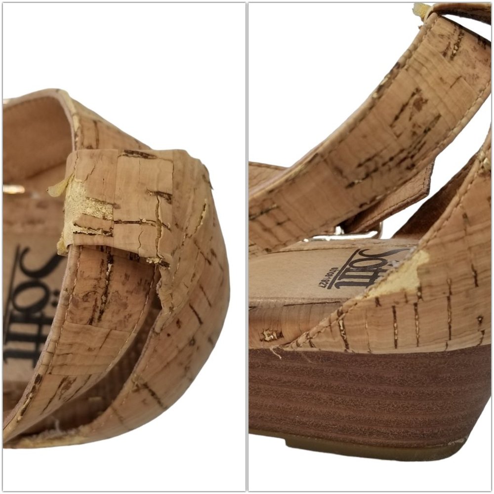 Sofft Innis Sandals Womens Gold Natural Leather Cork Wedge SF0001393 Size 10 - Picture 13 of 13